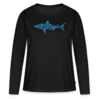 Great White Shark Fish - Sharks Silhouette White S - Frauen Premium Bio Langarmshirt - Schwarz - Vorne - Julia (174cm)
