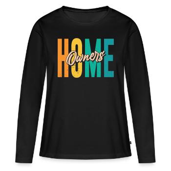 Propriétaire Propriétaire Maison propriétaire - T-shirt manches longues Premium bio Femme - noir - Devant - Julia (174cm)