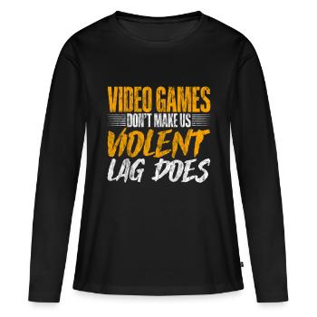 Les jeux vidéo ne nous rendent pas violents, le décalage fait 4 - T-shirt manches longues Premium bio Femme - noir - Devant - Julia (174cm)