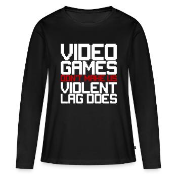 Les jeux vidéo ne nous rendent pas violents, le décalage fait 3 - T-shirt manches longues Premium bio Femme - noir - Devant - Julia (174cm)