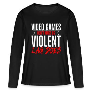 Les jeux vidéo ne nous rendent pas violents, le décalage fait 2 - T-shirt manches longues Premium bio Femme - noir - Devant - Julia (174cm)