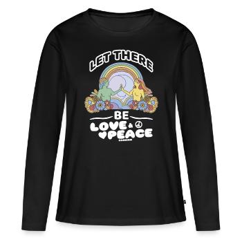Frieden - Frauen Premium Bio Langarmshirt - Schwarz - Vorne - Julia (174cm)