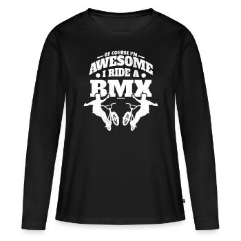 BMX Fahrrad Halfpipe cool Geschenk - Frauen Premium Bio Langarmshirt - Schwarz - Vorne - Julia (174cm)