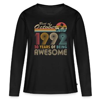 30th birthday born 1992 Best of 1992 - Women's Premium Organic Long Sleeve Shirt - black - Front - Julia (174cm)