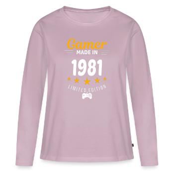 Gamer made in 1981 - Women's Premium Organic Long Sleeve Shirt - dusky pink - Front - Julia (174cm)