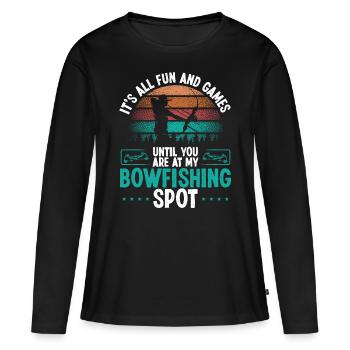 Bowfisher Fisherman Bowfishing Spot Bowfisher - Frauen Premium Bio Langarmshirt - Schwarz - Vorne - Julia (174cm)