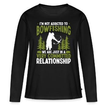Bowfisher Airboat Fisherman Addicted to Bowfishing - Frauen Premium Bio Langarmshirt - Schwarz - Vorne - Julia (174cm)