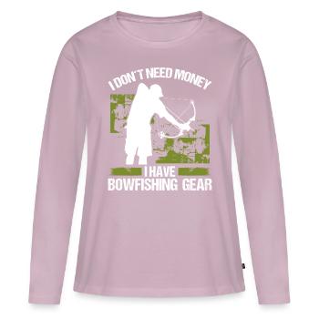 Bowfisher Je n’ai pas besoin de Money Bowhunter BowfishingBo - T-shirt manches longues Premium bio Femme - rose poudré - Devant - Julia (174cm)