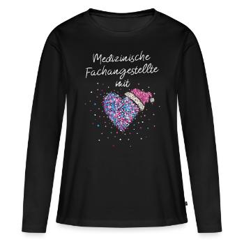 MFA mit viel Herz Wichteln Weihnachtsgeschenk - Frauen Premium Bio Langarmshirt - Schwarz - Vorne - Julia (174cm)