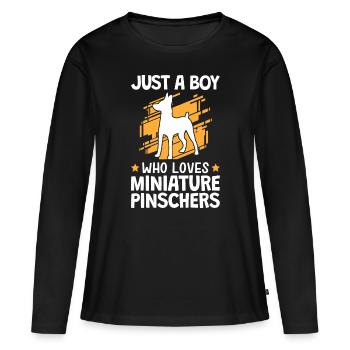 Garçon le pinscher nain aime Pinscher - T-shirt manches longues Premium bio Femme - noir - Devant - Julia (174cm)