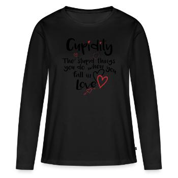 Cupidité L’amour de la Saint-Valentin fait une chemise stupide - T-shirt manches longues Premium bio Femme - noir - Devant - Julia (174cm)