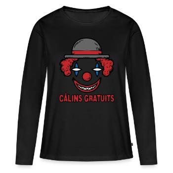 Câlins Gratuits Clown Chapeau Melon terrifiant - T-shirt manches longues Premium bio Femme - noir - Devant - Julia (174cm)