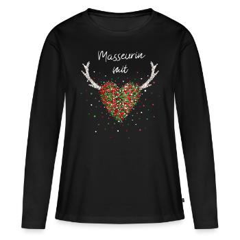 Masseurin mit Herz Physiotheraphie Wichtelgeschenk - Frauen Premium Bio Langarmshirt - Schwarz - Vorne - Julia (174cm)