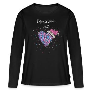 Masseurin mit Herz Weihnachtsfeier Wichtelgeschenk - Frauen Premium Bio Langarmshirt - Schwarz - Vorne - Julia (174cm)