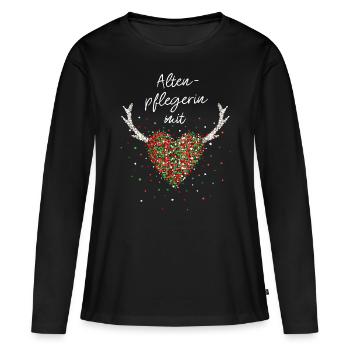 Altenpflegerin mit Herz Wichtelgeschenk Wichteln - Frauen Premium Bio Langarmshirt - Schwarz - Vorne - Julia (174cm)