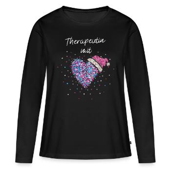 Therapeutin Therapie Weihnachtszeit Nikolausmütze - Frauen Premium Bio Langarmshirt - Schwarz - Vorne - Julia (174cm)