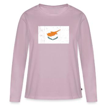 Drapeau de Chypre - T-shirt manches longues Premium bio Femme - rose poudré - Devant - Julia (174cm)