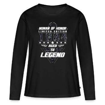 Woman of Honor Birthday 1984 Camouflage Gift - Women's Premium Organic Long Sleeve Shirt - black - Front - Julia (174cm)