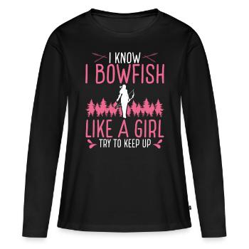 Bowfishing like a Girl Women Fisherman Bowfisher - Women's Premium Organic Long Sleeve Shirt - black - Front - Julia (174cm)