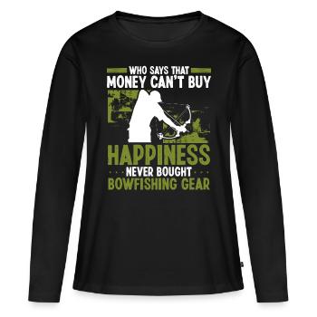 Bowfishing Money achète Happiness Airboat Bowhunter - T-shirt manches longues Premium bio Femme - noir - Devant - Julia (174cm)