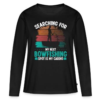Bowfisher Bowfishing Spot Bowhunter Pêcheur - T-shirt manches longues Premium bio Femme - noir - Devant - Julia (174cm)