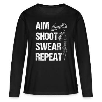 Bowfishing Aim Shoot Swear Repeat Bowfisher - Women's Premium Organic Long Sleeve Shirt - black - Front - Julia (174cm)