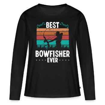 Bateau à l’arc Meilleur pêcheur à l’arc de tous les temps Chasseur à l’arc - T-shirt manches longues Premium bio Femme - noir - Devant - Julia (174cm)