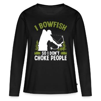 Bowfishing Archer Bow Hunter Fisherman Bowfisher - Frauen Premium Bio Langarmshirt - Schwarz - Vorne - Julia (174cm)