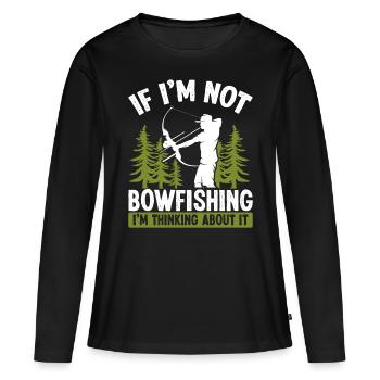 Fisherman Thinking about Bowfishing Bow Hunter - Frauen Premium Bio Langarmshirt - Schwarz - Vorne - Julia (174cm)