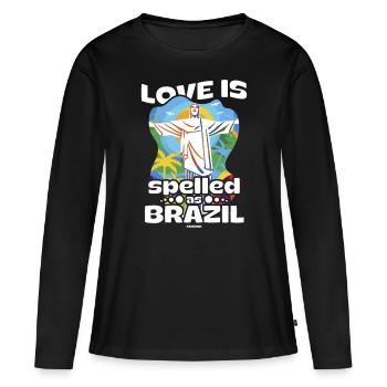 Brésil - T-shirt manches longues Premium bio Femme - noir - Devant - Julia (174cm)