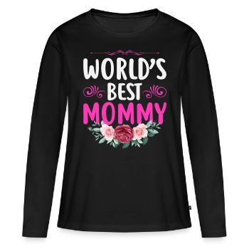 Idée cadeau de mère pour la fête des mères Meilleure mère - T-shirt manches longues Premium bio Femme - noir - Devant - Julia (174cm)