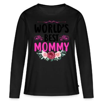 Mutter Geschenkidee für Muttertag beste Mutter - Frauen Premium Bio Langarmshirt - Schwarz - Vorne - Julia (174cm)