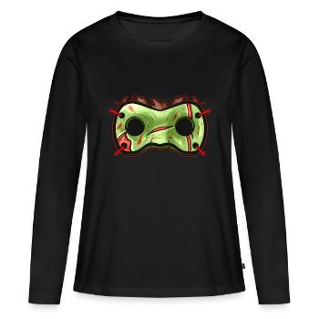Costume de masque de zombie pourri vert pour Halloween - T-shirt manches longues Premium bio Femme - noir - Devant - Julia (174cm)