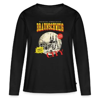 Braunschweig Allemagne Ville Skyline Vintage - T-shirt manches longues Premium bio Femme - noir - Devant - Julia (174cm)