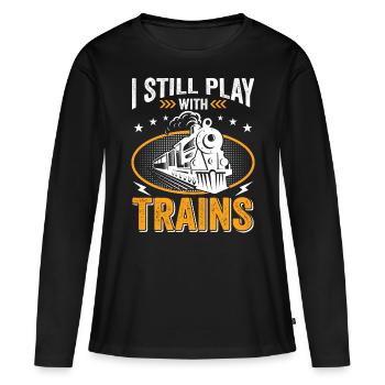 Constructeur de trains, locomotive miniature - T-shirt manches longues Premium bio Femme - noir - Devant - Julia (174cm)