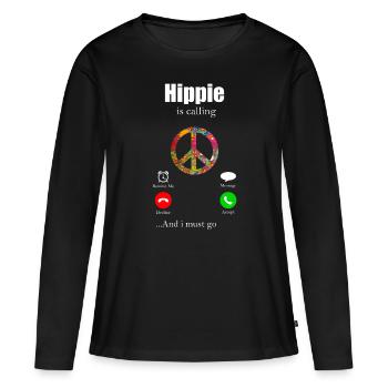 Hippie - T-shirt manches longues Premium bio Femme - noir - Devant - Julia (174cm)