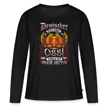 Ossi Geschenk Ostdeutschland NVA Germania Osten - Frauen Premium Bio Langarmshirt - Schwarz - Vorne - Julia (174cm)