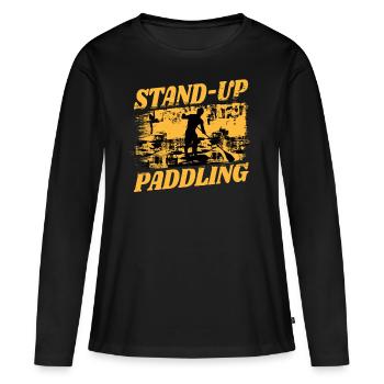 SUP paddle paddle Stand Up Paddle Surf - T-shirt manches longues Premium bio Femme - noir - Devant - Julia (174cm)