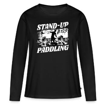SUP paddle paddle Stand Up Paddle Surf - T-shirt manches longues Premium bio Femme - noir - Devant - Julia (174cm)