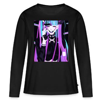 Goth Anime Vaporwave mignon et effrayant Goth - T-shirt manches longues Premium bio Femme - noir - Devant - Julia (174cm)