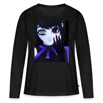 Goth Anime Vaporwave mignon et effrayant Goth - T-shirt manches longues Premium bio Femme - noir - Devant - Julia (174cm)