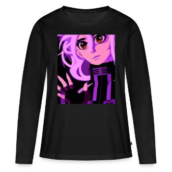 Goth Anime Vaporwave Sexy Goth Girl - T-shirt manches longues Premium bio Femme - noir - Devant - Julia (174cm)