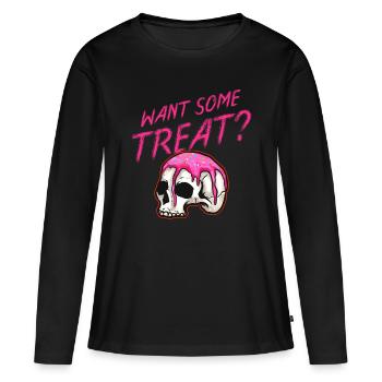 Vous voulez un peu de crâne avec garniture et saupoudrage - T-shirt manches longues Premium bio Femme - noir - Devant - Julia (174cm)