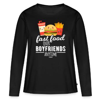 Restauration rapide pour les filles - T-shirt manches longues Premium bio Femme - noir - Devant - Julia (174cm)