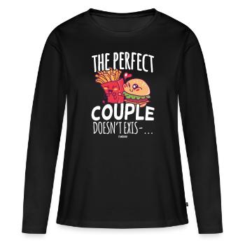 Snack bar cool dicton - T-shirt manches longues Premium bio Femme - noir - Devant - Julia (174cm)