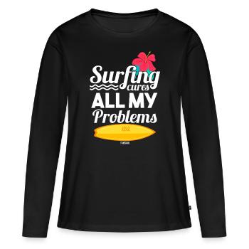 Surfboard - Women's Premium Organic Long Sleeve Shirt - black - Front - Julia (174cm)