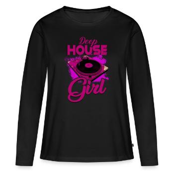 Deep House Girl - Women's Premium Organic Long Sleeve Shirt - black - Front - Julia (174cm)