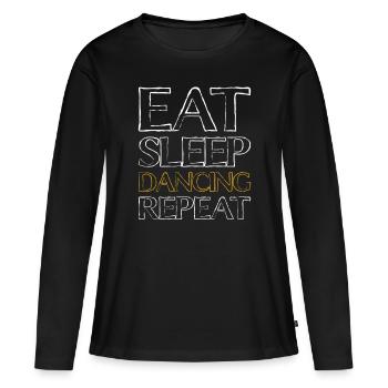 Manger sleep dancing - T-shirt manches longues Premium bio Femme - noir - Devant - Julia (174cm)