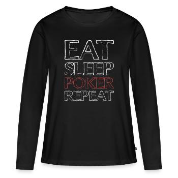 Manger Sleep Poker - T-shirt manches longues Premium bio Femme - noir - Devant - Julia (174cm)