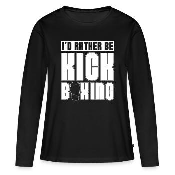 Je préfère être Kickboxer Kickboxer Boxing Fighter - T-shirt manches longues Premium bio Femme - noir - Devant - Julia (174cm)
